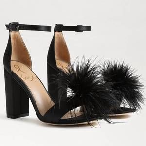 NEW SAM EDELMAN yaro feather heel in black - worn once